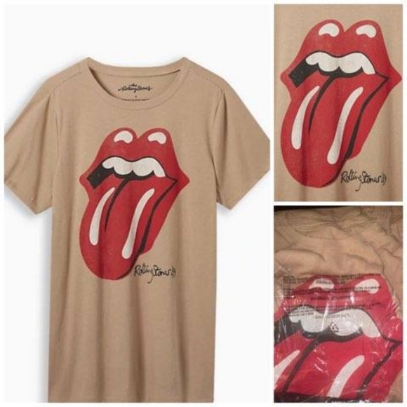 NWT Plus Size Taupe Rolling Stones Classic Crew Tee. - Picture 1 of 1